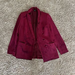 Velvet Double Breasted Shawl Collar Blazer